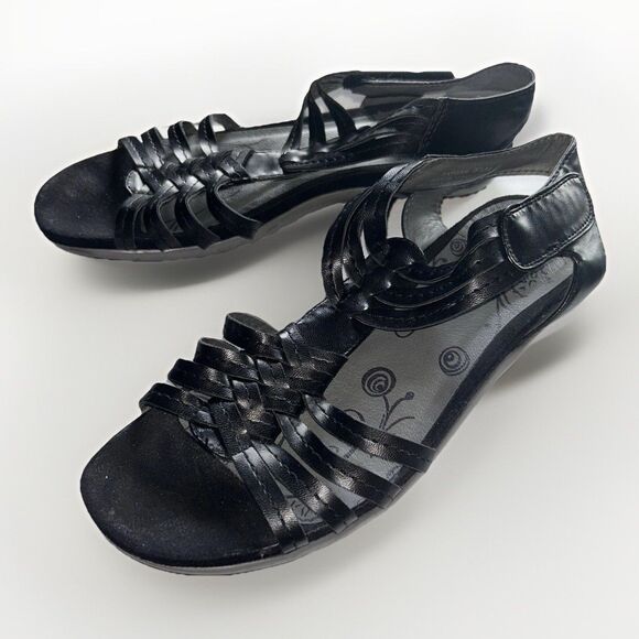 BareTraps Women’s Raygan Faux Leather Woven Black Gladiator Open Toe Sandals 8.5 - Picture 1 of 7